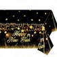 Tudniky Happy New Year Plastic Tablecloth, 2026 Disposable Table Cover, Plastic Table Clothes for Parties Decorations Supplies(108”L X 54”W, Black)