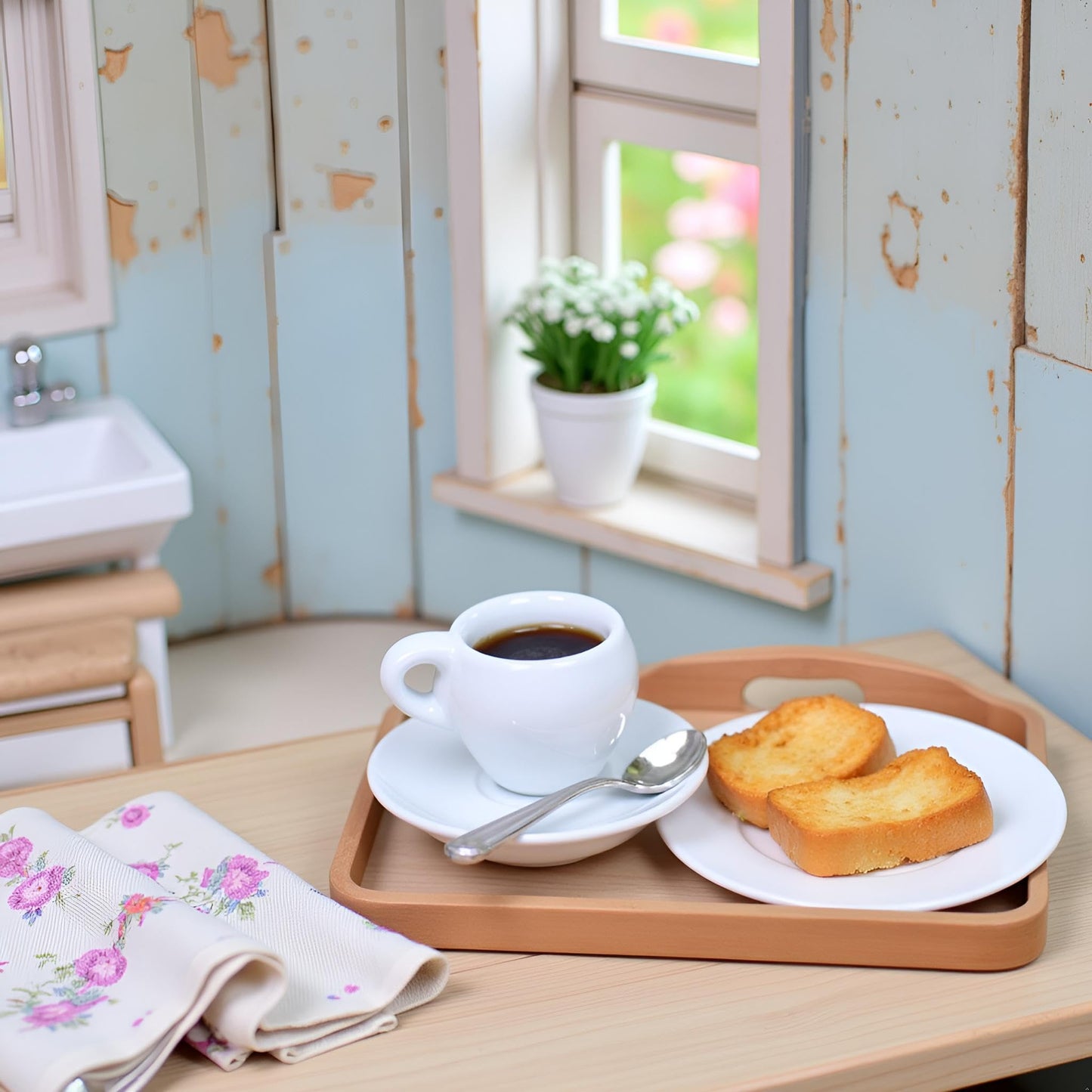 1 PC Dollhouse Decoration Accessories, 1:12 Dollhouse Miniature Scene DIY Model Coffee Cup with Spoon Play Toy (14 x 22mm)