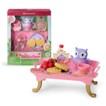 American Girl WellieWishers 14.5-inch Doll Breakfast in Bed Tray Playset with Tea Set and Breakfast Food, For Ages 4+
