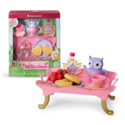 American Girl WellieWishers 14.5-inch Doll Breakfast in Bed Tray Playset with Tea Set and Breakfast Food, For Ages 4+
