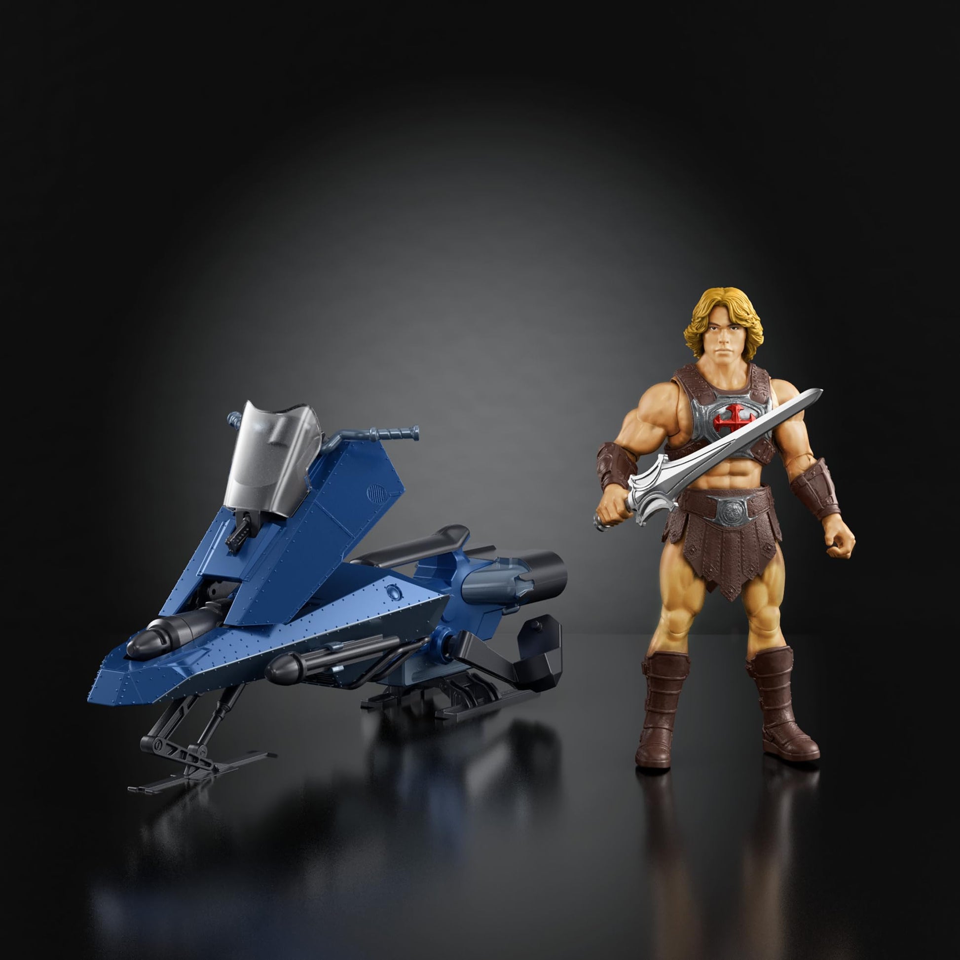 Masters of the Universe Vehicle & Figure 5.5 Inch Scale, Universe He-Man and Sky Sled Pack, 2026 Movie Accurate, Blaster & Projectiles (Amazon