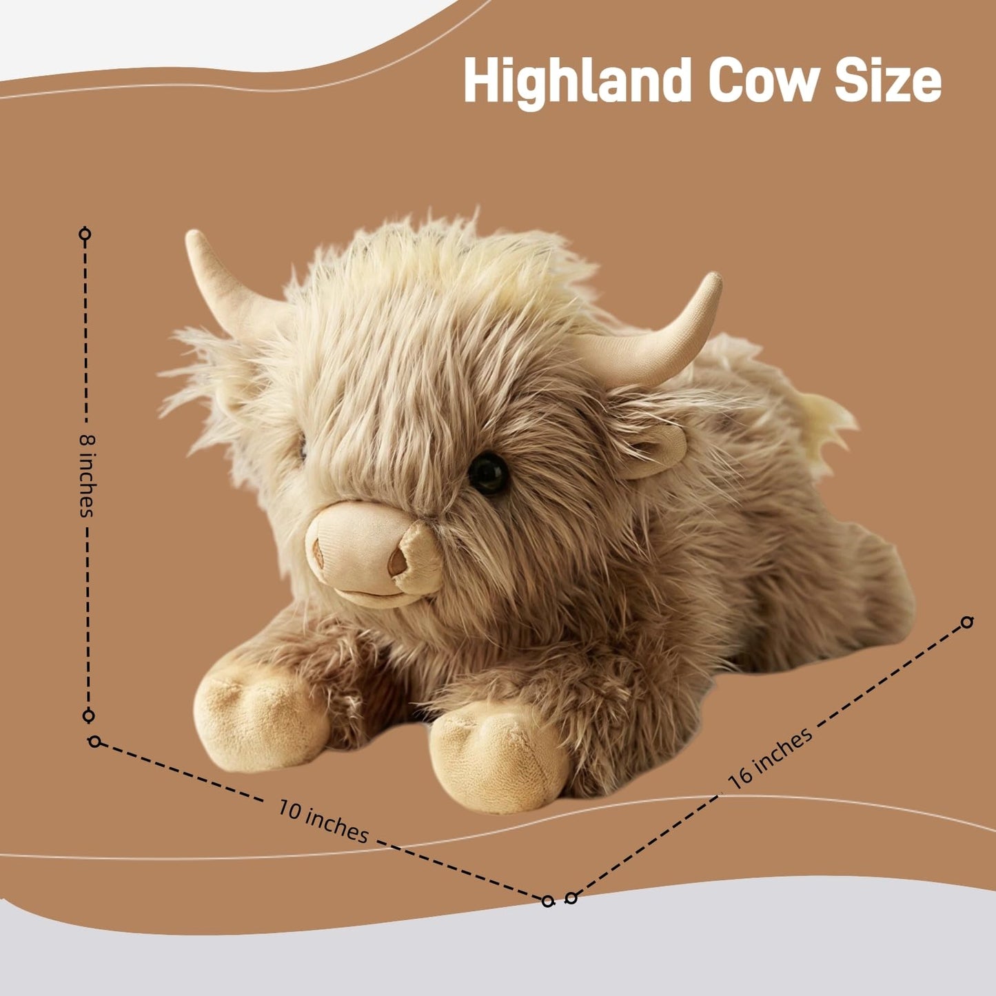 Wuehuds 2.9 Lbs Weighted Highland Cow Stuffed Animal, 16×10×8 Inch Plush Toy Pillow, Cute Weighted Plush for Kids & Adults, Ideal Gift for Christmas