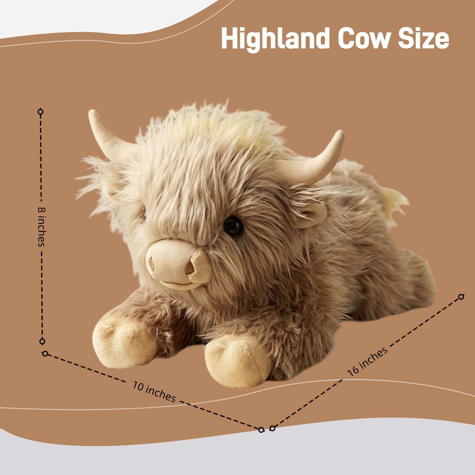 Wuehuds 2.9 Lbs Weighted Highland Cow Stuffed Animal, 16×10×8 Inch Plush Toy Pillow, Cute Weighted Plush for Kids & Adults, Ideal Gift for Christmas