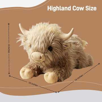 Wuehuds 2.9 Lbs Weighted Highland Cow Stuffed Animal, 16×10×8 Inch Plush Toy Pillow, Cute Weighted Plush for Kids & Adults, Ideal Gift for Christmas
