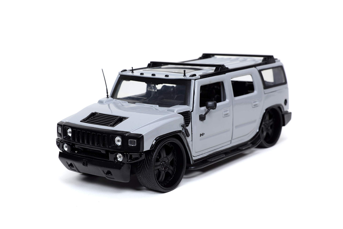 Jada Toys Just Trucks 1:24 2003 Hummer H2 with Rack Die-cast Car Grey, Toys for Kids and Adults, 32310