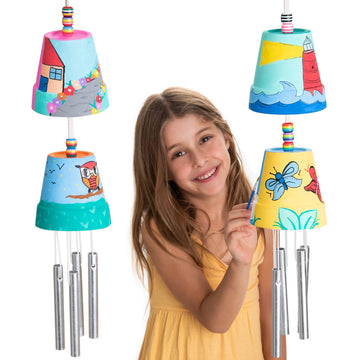 Make Your Own Wind Chime Craft Kit, 2-Pack - Large Bells, Stencils & Beads | DIY Arts and Crafts for Kids Ages 6-12 | Creative Gift for Boys and Girls