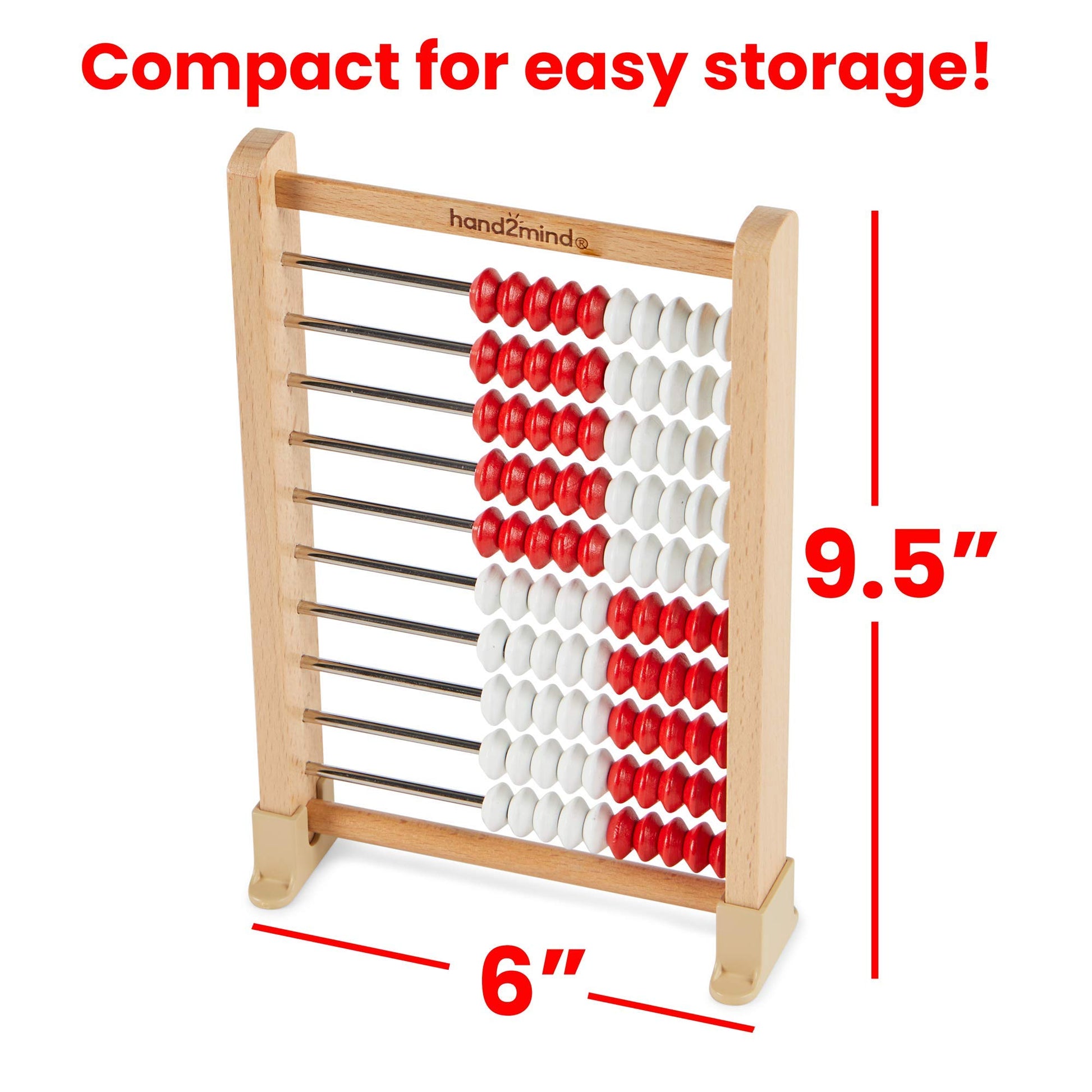 hand2mind Mini 100-Bead Wooden Rekenrek, Number Rack, Abacus for Kids Math, Counting Beads, Math Counters for Kids, Educational Toys for Elementary