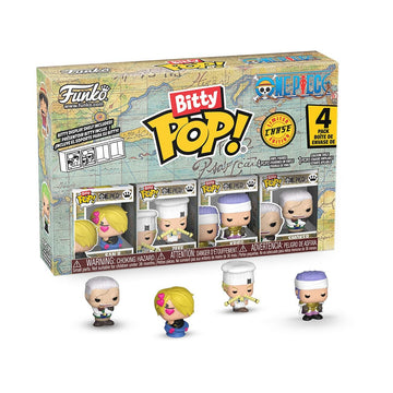 Funko Bitty Pop! One Piece - Sanji, Zeff, Kreig, and A Surprise Mystery Mini Figure - 0.9 Inch (2.2 Cm) Collectable - Stackable Display Shelf Included