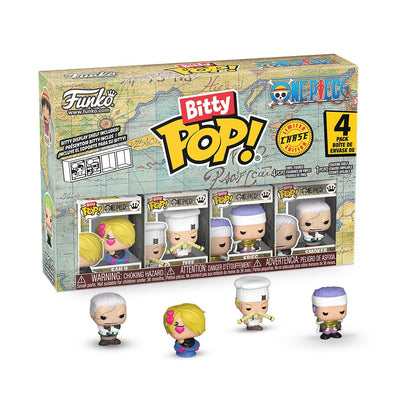 Funko Bitty Pop! One Piece - Sanji, Zeff, Kreig, and A Surprise Mystery Mini Figure - 0.9 Inch (2.2 Cm) Collectable - Stackable Display Shelf Included