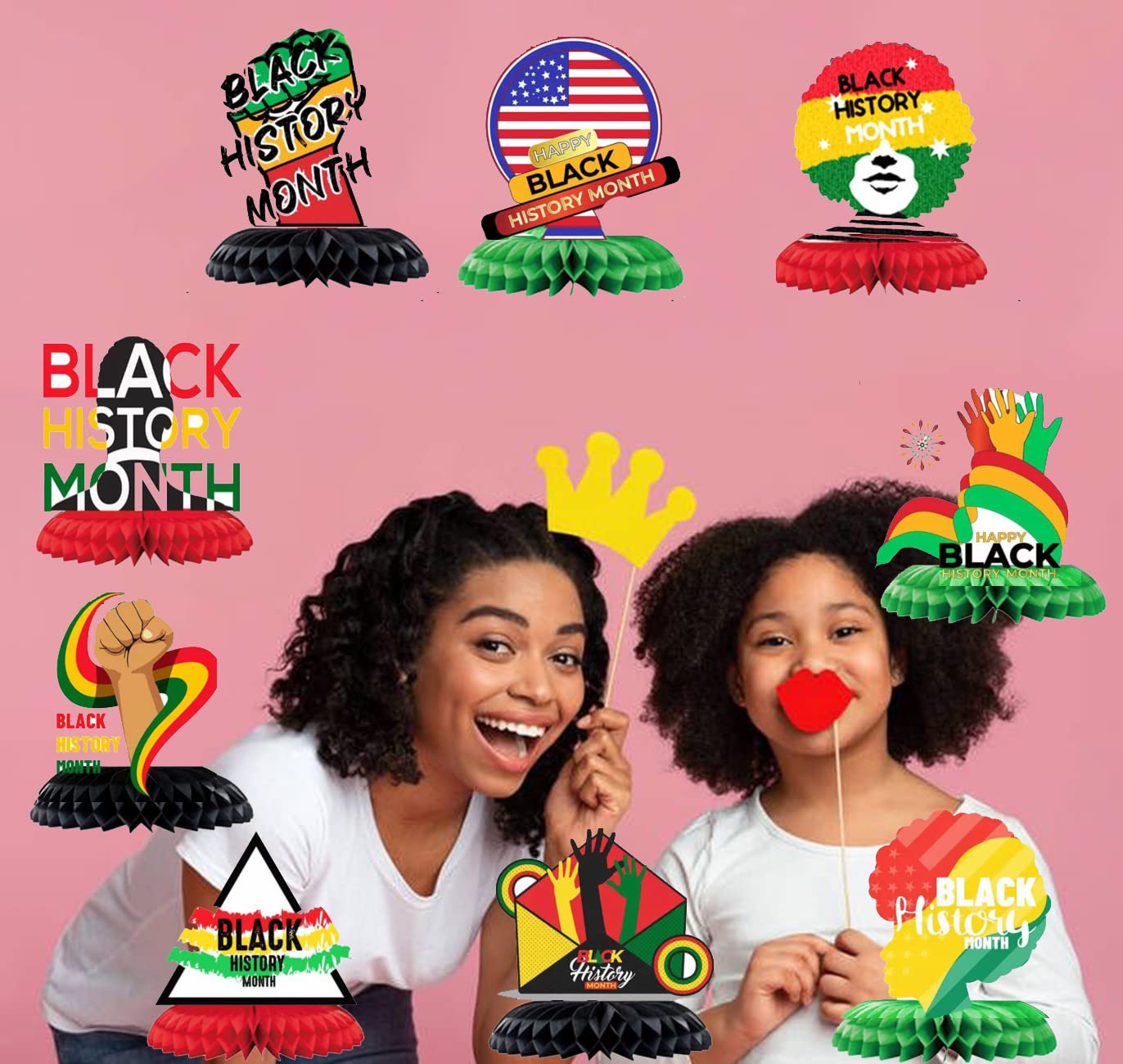 Black History Month Party Honeycomb Centerpieces For African American Table Decorations,African American History Celebration Centerpieces Party