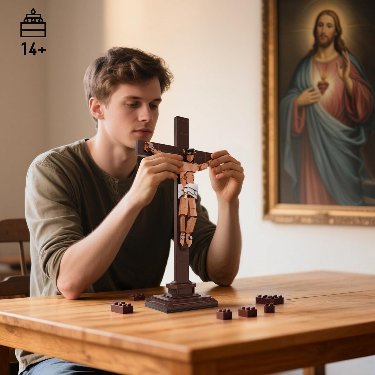 Vziimo Jesus Cross Building Set, Little Jesus Crucifix Building Block, Religious Creative Toys for Home Office Decor, Christian Toys Father Day