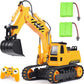 DOUBLE E Remote Control Excavator Toy, 2*Batteries 2.4GHz RC Excavator, 6-in-1 Digging/360° Rotation, 20M Range Sandbox Construction Toys Birthday