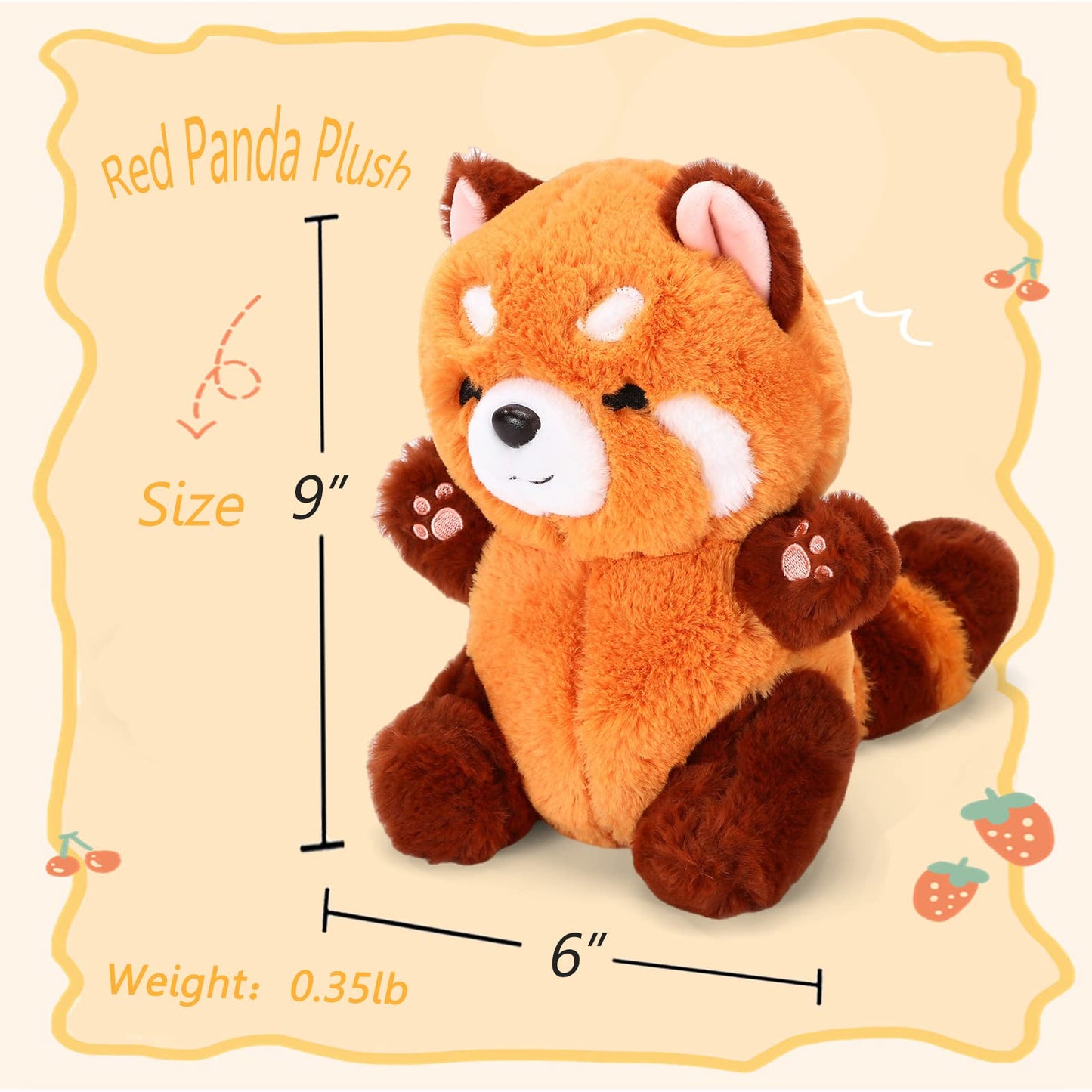 Riuhot Red Panda Stuffed Animal Cute Plush Toy Plushie Christmas Birthday Valentine's Day Gift for Girlfriend Kids 9" Red Panda Stuffed Animals
