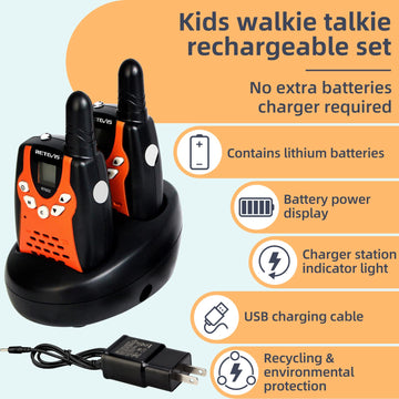 Retevis RT602 Walkie Talkies for Kids, Rechargeable 2 Way Radio 2 Pack, Kids Toys for Boys Girls Ages 3-12, Outdoor Games Adventure Toys, Camping