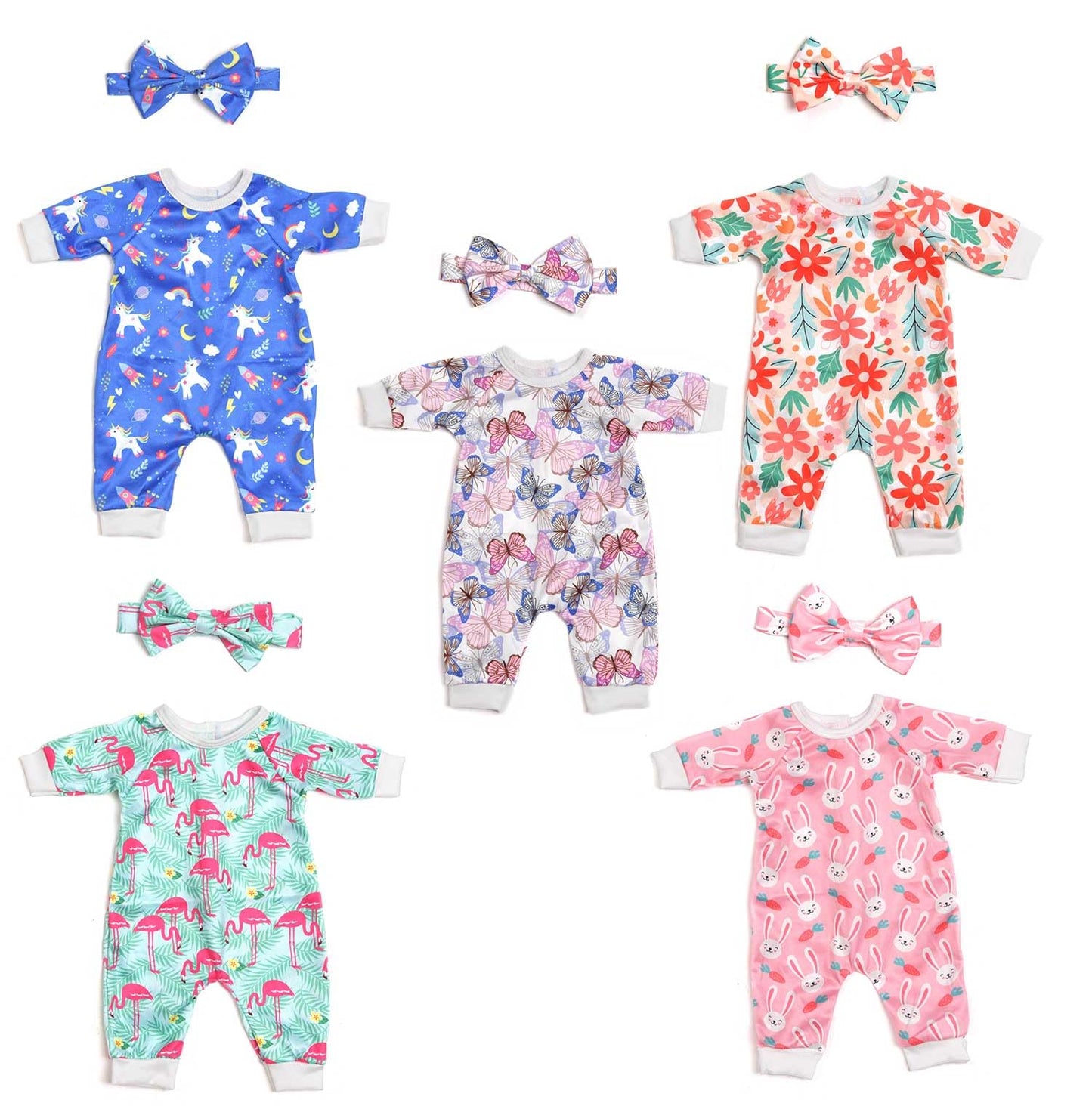 Sweet Dolly 5 Sets Baby Doll Accessories and Clothes - Headbands, Pajamas for 15-18 Inch Dolls, 10 PCs Total