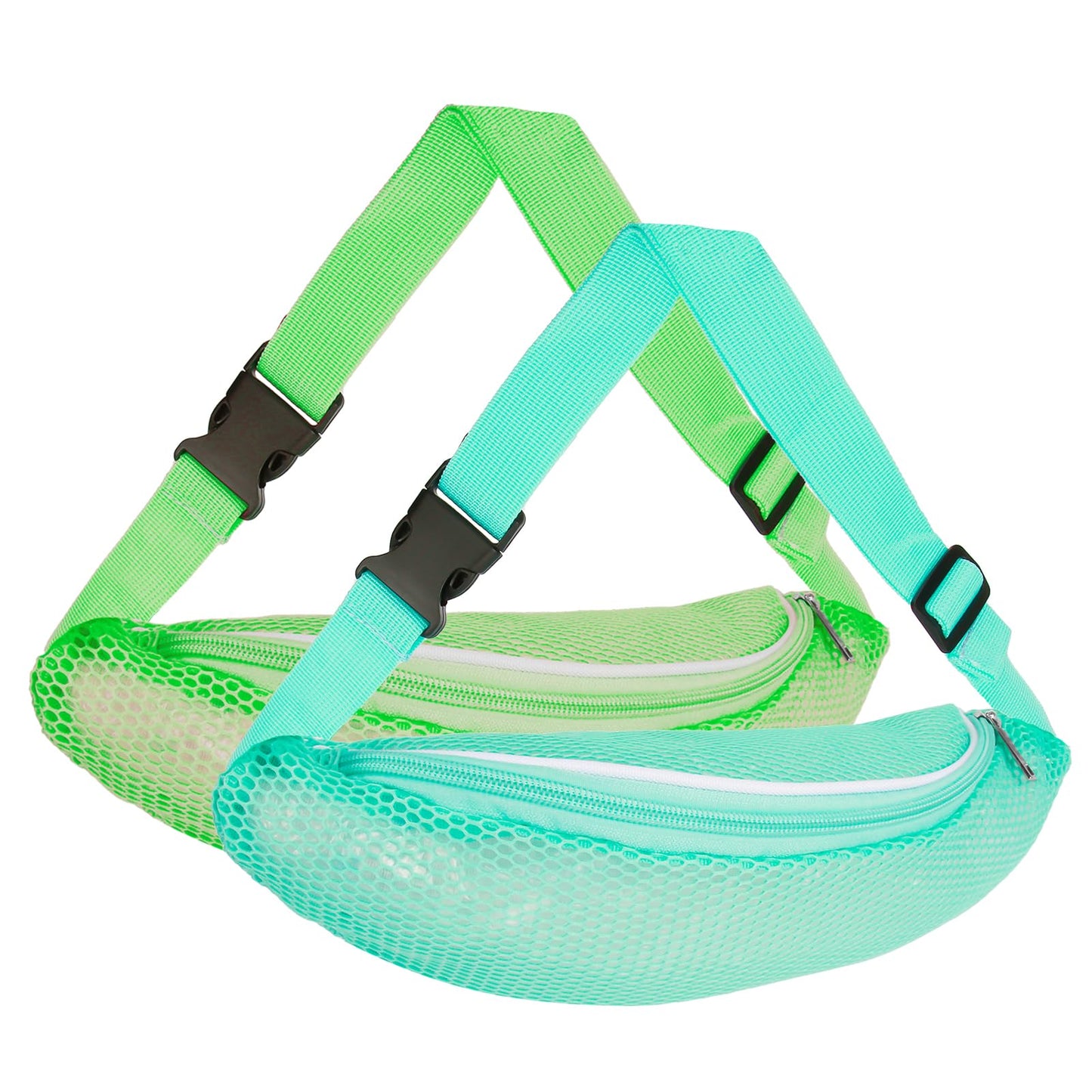 2PCS Mesh Beach Bag,Shell Bags for Beach, Fanny Pack Shell Bags for picking up shells for adults with Adjustable Straps for Collecting Seashells Rocks
