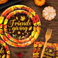 96 Pieces Friendsgiving Tableware Set Party Supplies - Fall Thanksgiving Pattern Disposable Dinnerware with Paper Plates, Napkins, Forks for Autumn
