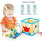 rolimate Wooden Activity Cube Best Christmas Gifts for 3 Year Old and Up Boy Girl Shape Sorter Activity Center for Baby Kid Toddler Preschool Learning