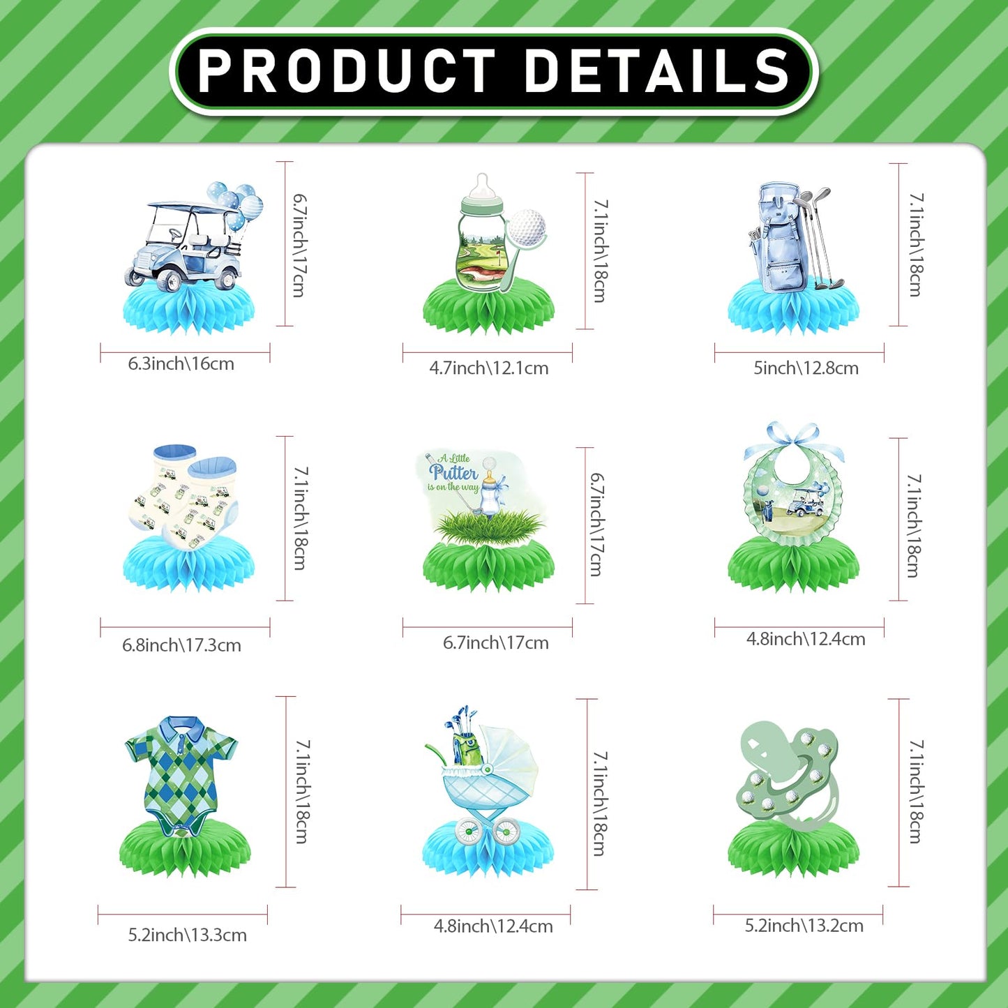 Golf Baby Shower Decorations: 9PCS Golf Centerpieces for Table A Little Putter is on the Way Baby Shower Table Decorations for Sports Theme Gender