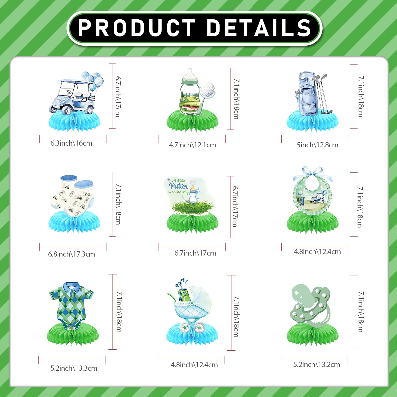 Golf Baby Shower Decorations: 9PCS Golf Centerpieces for Table A Little Putter is on the Way Baby Shower Table Decorations for Sports Theme Gender