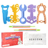 BEBECAN Teething Tools Teether for Baby - 5 Premium Food-Grade Silicone Baby Boy Teething Toys, 2 Straps for Safety and Travel Bag Tool Toys Provide