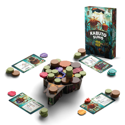 Allplay Kabuto Sumo Board Game | Family-Friendly Beetle Wrestling Strategy Game | 2-4 Players, Fast 15-20 Min Rounds, Wooden Pieces, Fun Tactical