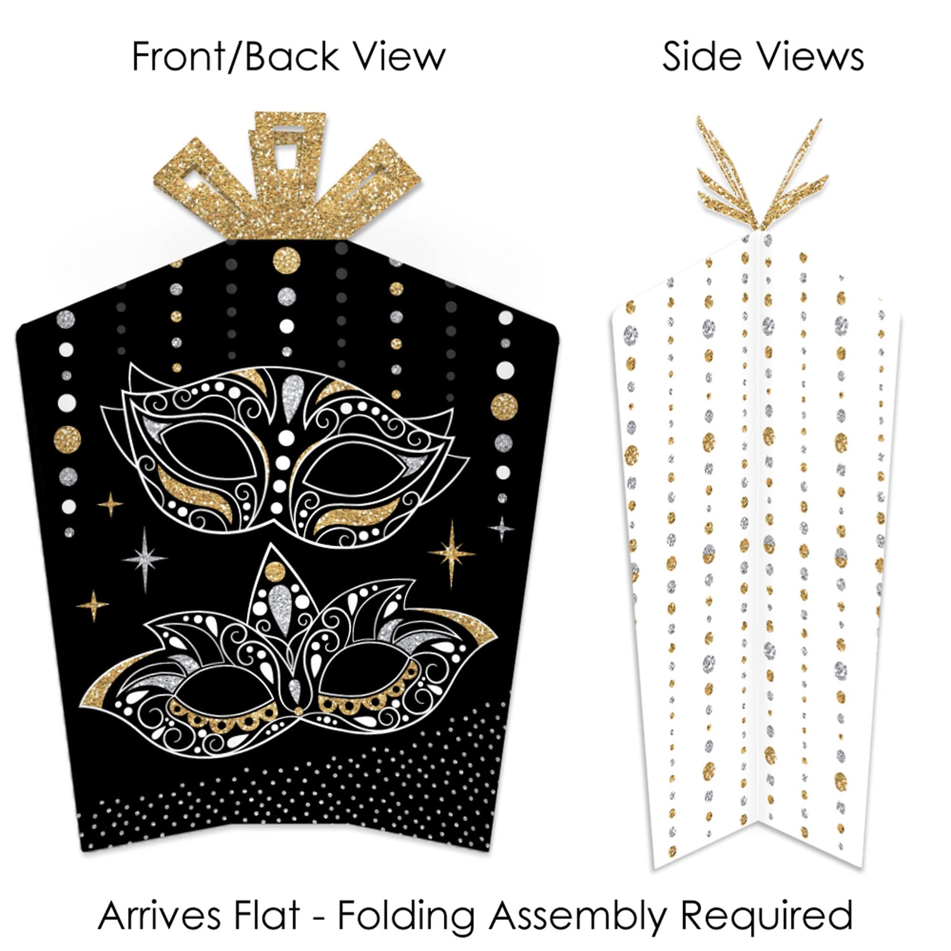 Big Dot of Happiness Masquerade - Table Decorations - Venetian Mask Party Fold and Flare Centerpieces - 10 Count