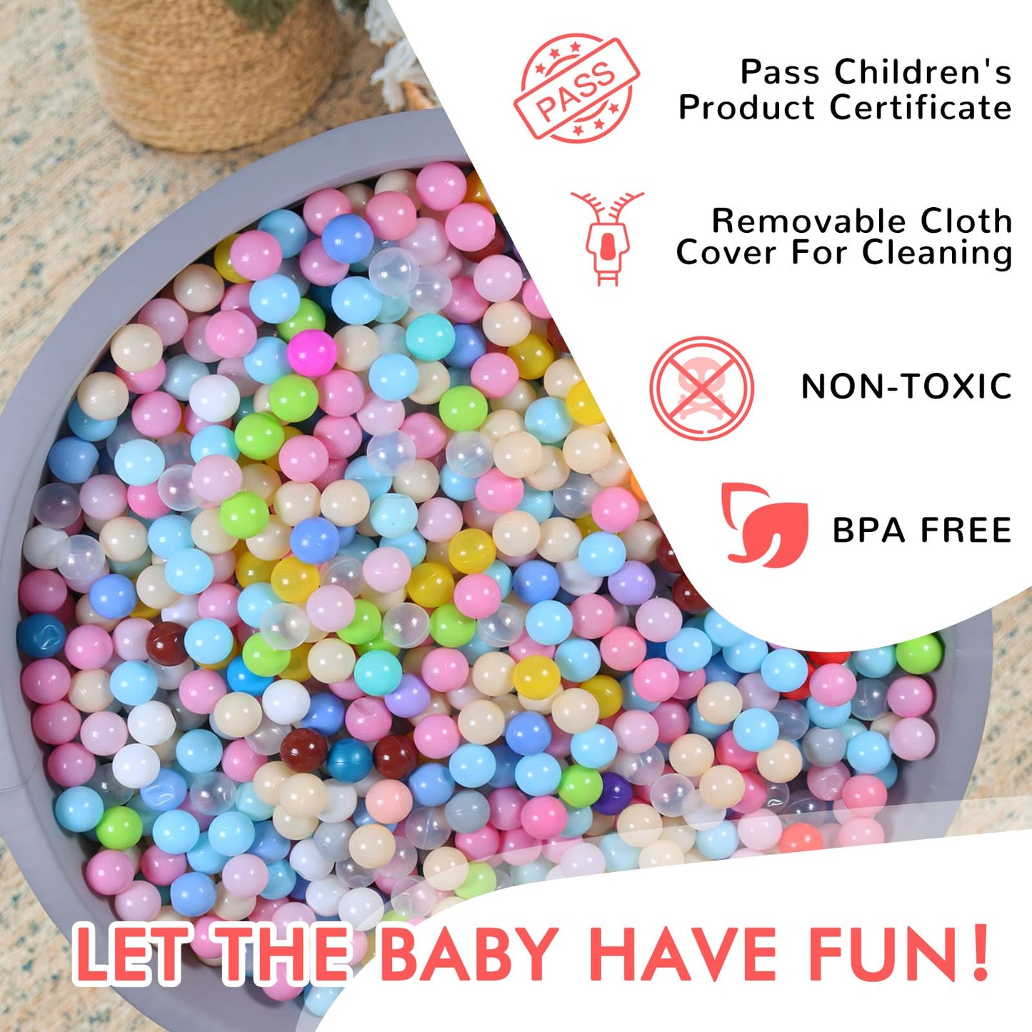 COZYTRAUM Foam Ball Pit for Kid, Kids Soft Ball Pit,Kiddie Balls PoolIdeal Gift Toys for Children, 47 Inch