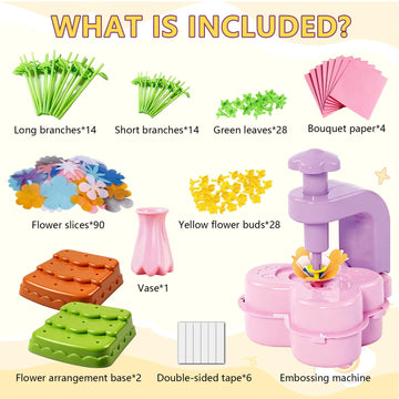 KnwkUY Fabric Flower Bouquets Toys - DIY Embossing Machine Craft Set - Create Your Own Bouquet with Embossing Machine, Educational STEM Toy for Girls