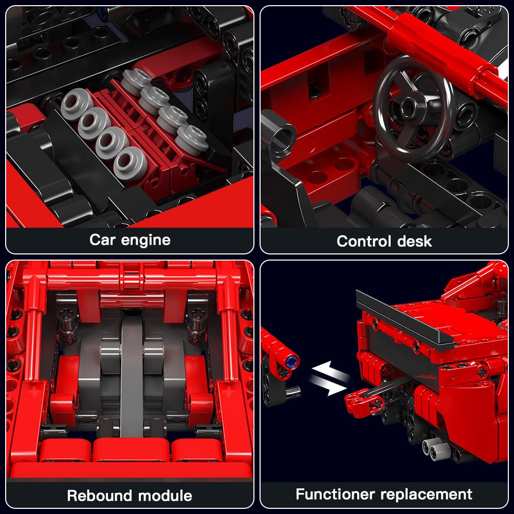 Mould King Pull Back Sports Car Building Kit, 738 Pcs Muscle Car Model