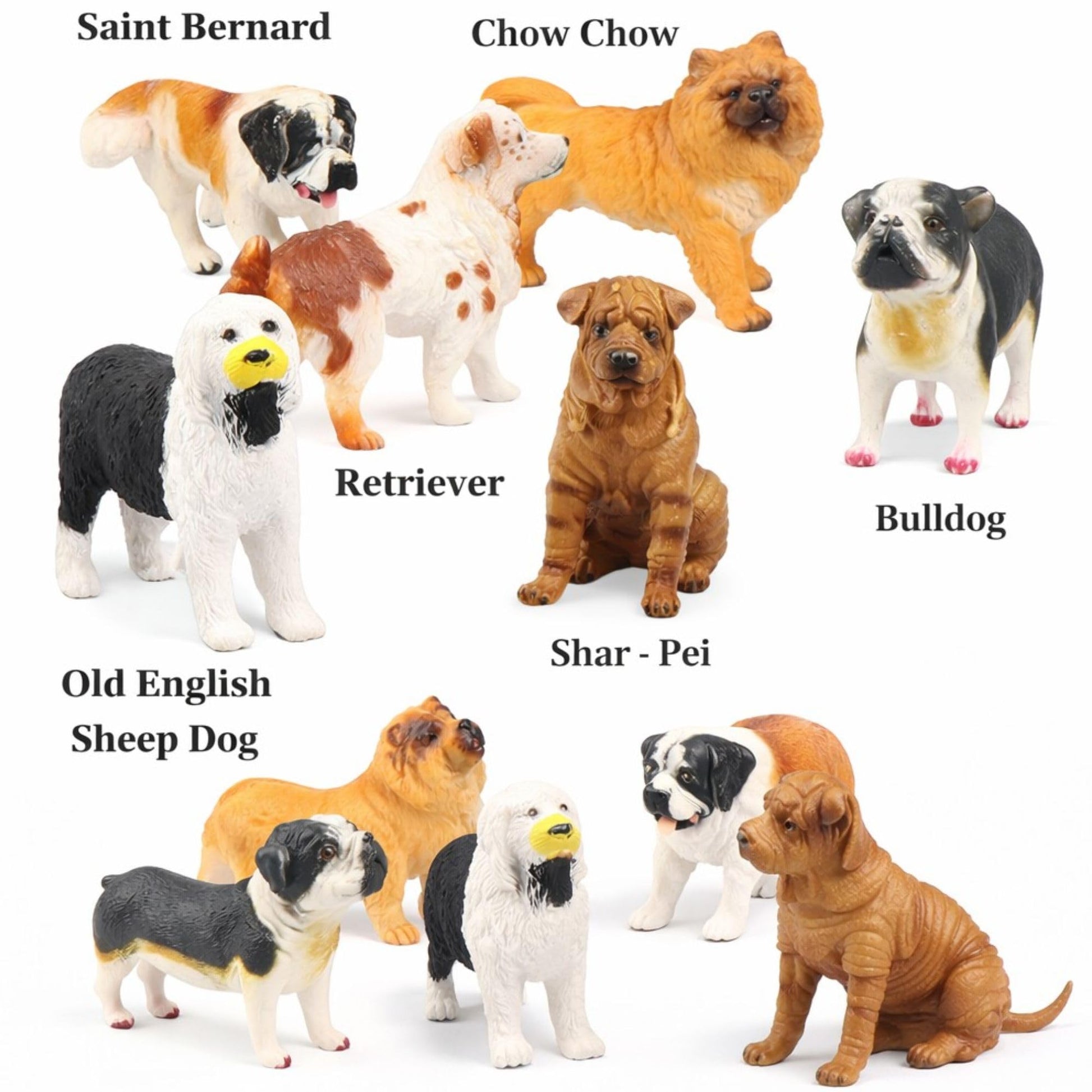 Liberty Imports 18PCS Large Dog Figurines Playset, 4" Realistic Puppy Toy Animals, Big Plastic Dog Breed Figures, Party Favors, Cake Toppers, Kids