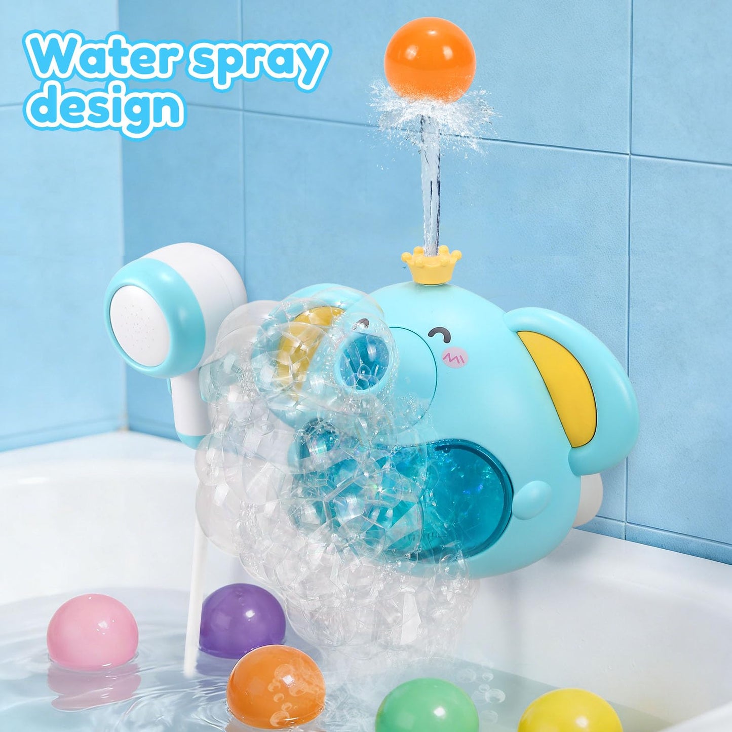 Bath Toys Light Up Elephant Baby Bubble Bath Toys 2 in 1Bath Bubble Machine with Baby Bath Shower Head for Kids Ages 1-3 4-8 Bath Bubble Maker