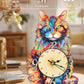 Rnfinewow 3D Wooden Puzzles for Adults, Maine Coon Cat Clock DIY Kit, Beginner 22 Pcs Wooden Puzzles, Birthday Christmas for Women Men Adults Teens