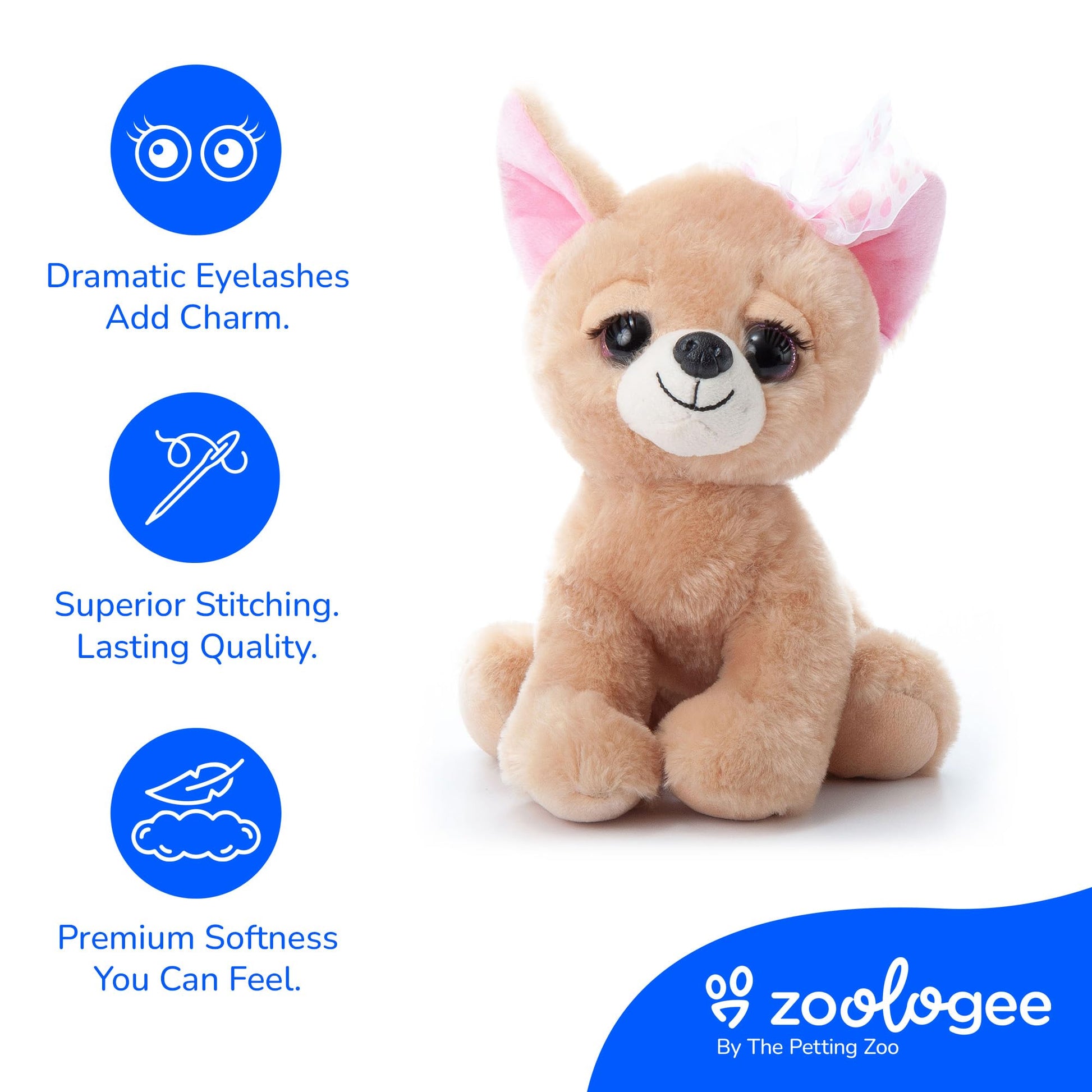 The Petting Zoo, Lash'z Chihuahua Dog Stuffed Animal, Gifts for Girls, Plush Toy 10 inches