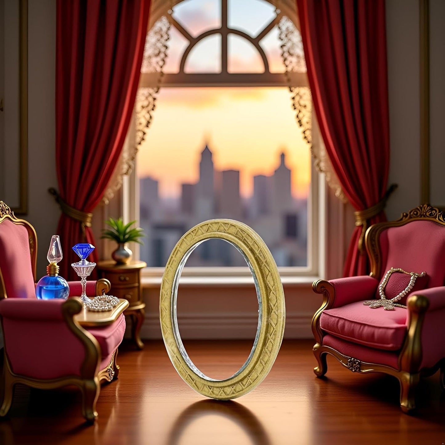 Miniature Dollhouse Mirror European Frame Mirror Dollhouse Victorian Baroque Wall Decor Miniature Bedroom Mini Furniture Accessory for 1/12 Dollhouse