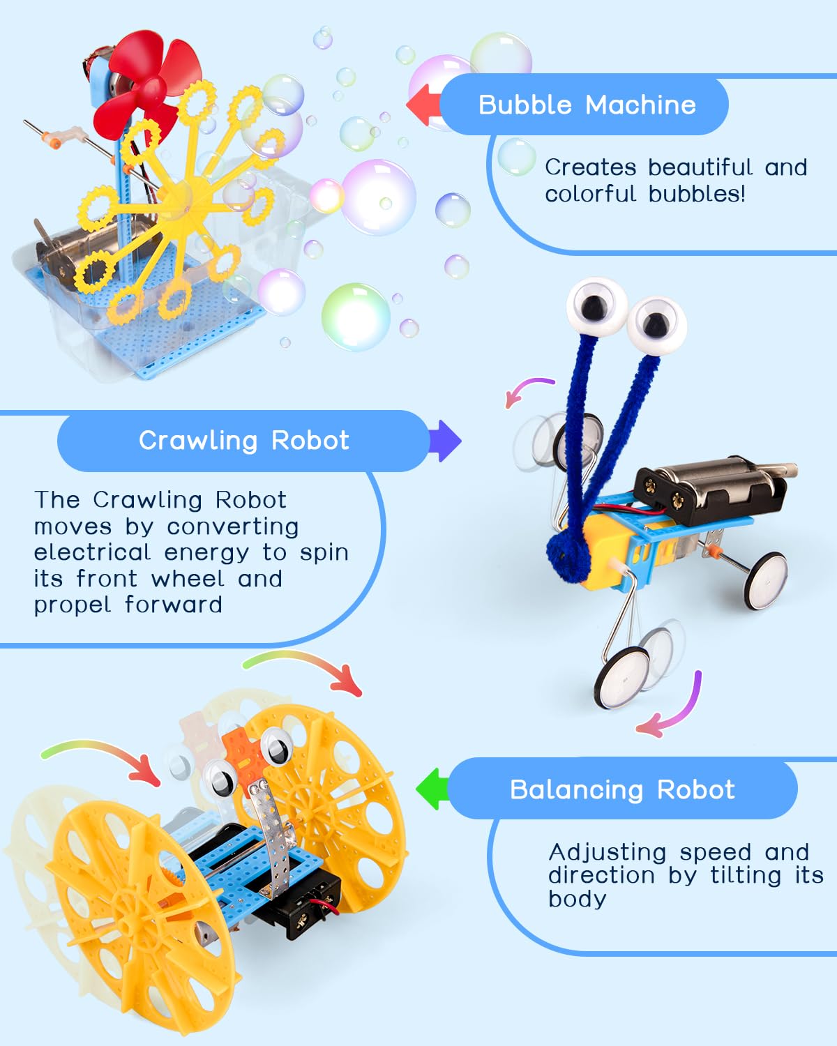 6-in-1 STEM Kit for Kids Ages 6-12, STEM Toys for Boys Ages 8-12, Robot Building Kit & Car Crafts for Kids, Science Activities Robotics Kits for 6 7 8