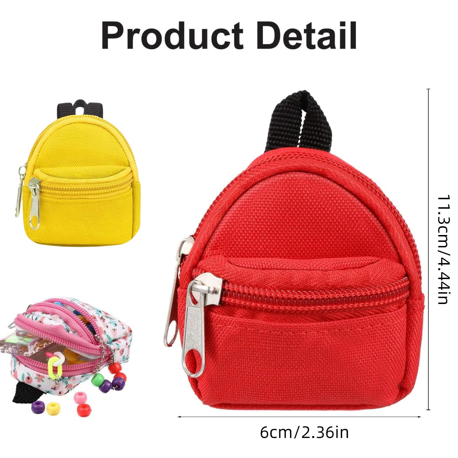 PanniOhye 6PCS Mini Doll Backpack for 15cm/17cm Vinyl Dolls - Blind Box Accessories, Multi-Color, Holds Small Items (Pattern)