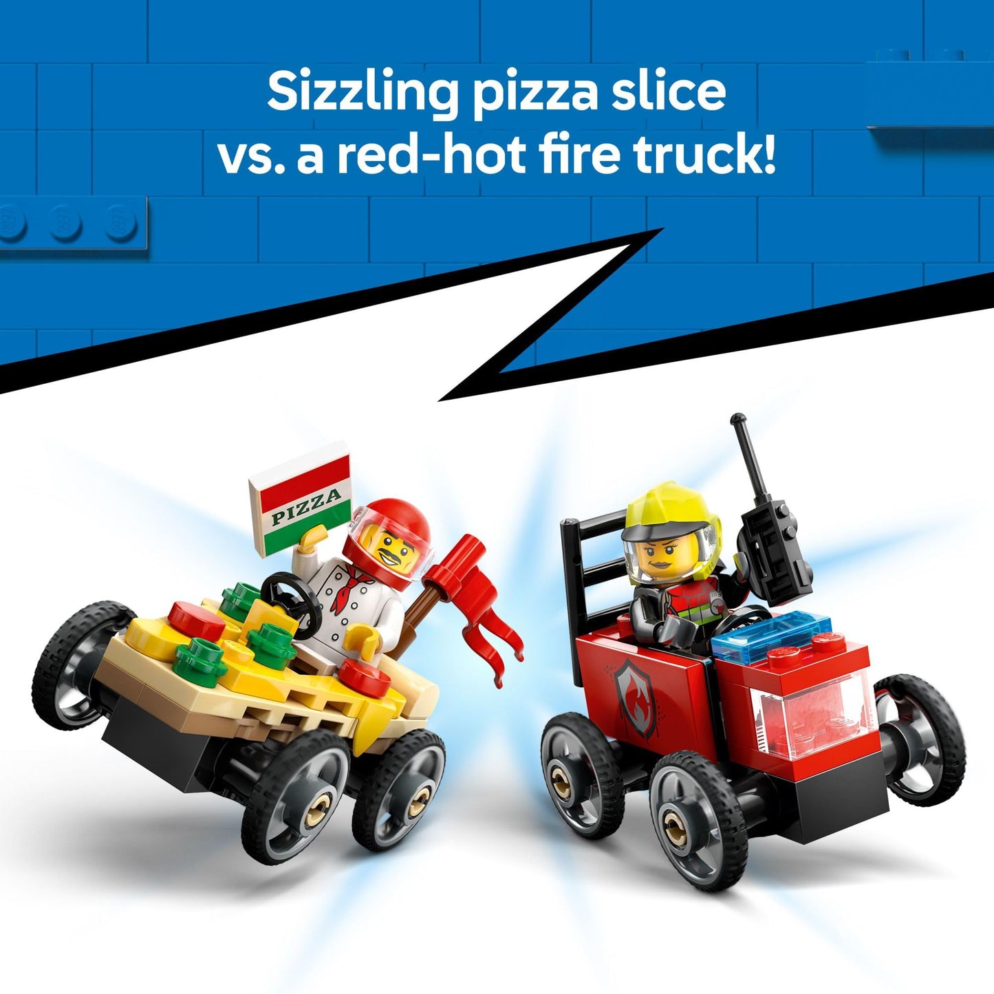 LEGO City Pizza vs. Fire Truck Race Car Pack Toy - Building Toy for Kids, Boys and Girls, Ages 5+ - Gift for Birthdays and Holidays - Includes Chef