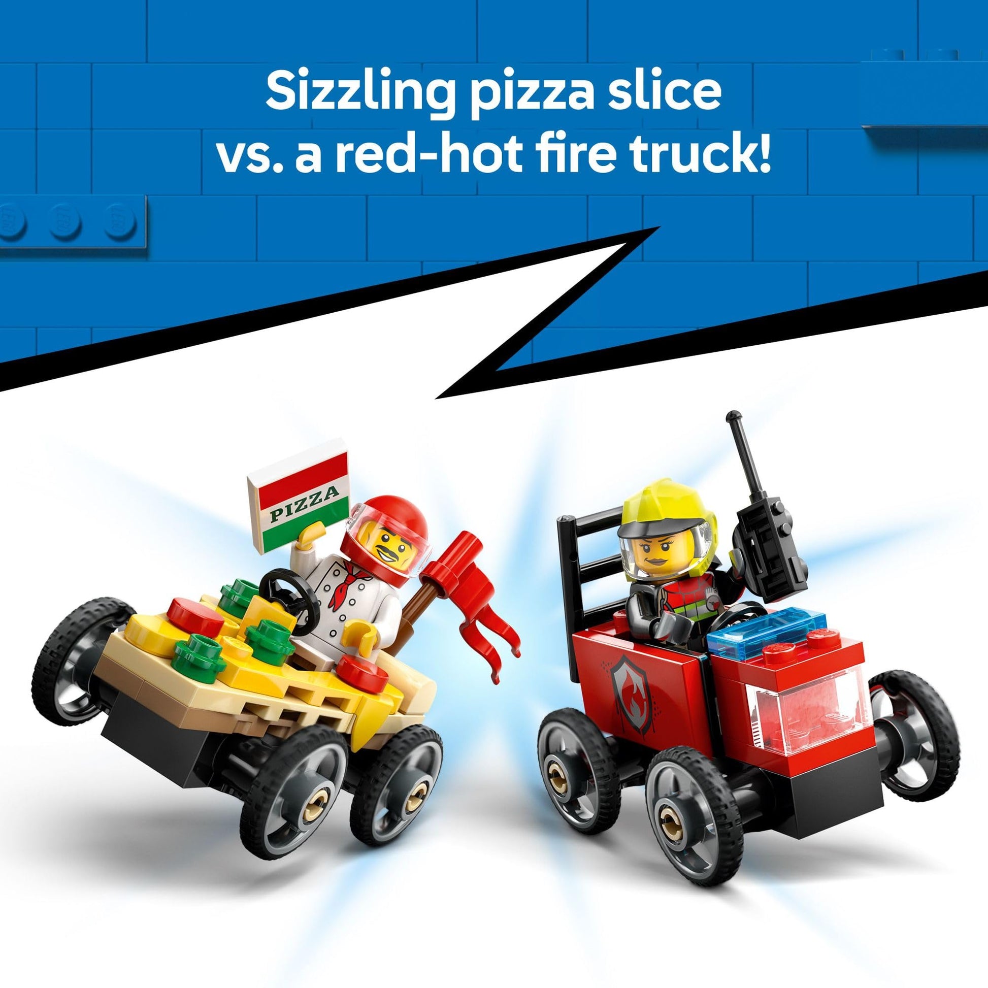 LEGO City Pizza vs. Fire Truck Race Car Pack Toy - Building Toy for Kids, Boys and Girls, Ages 5+ - Gift for Birthdays and Holidays - Includes Chef
