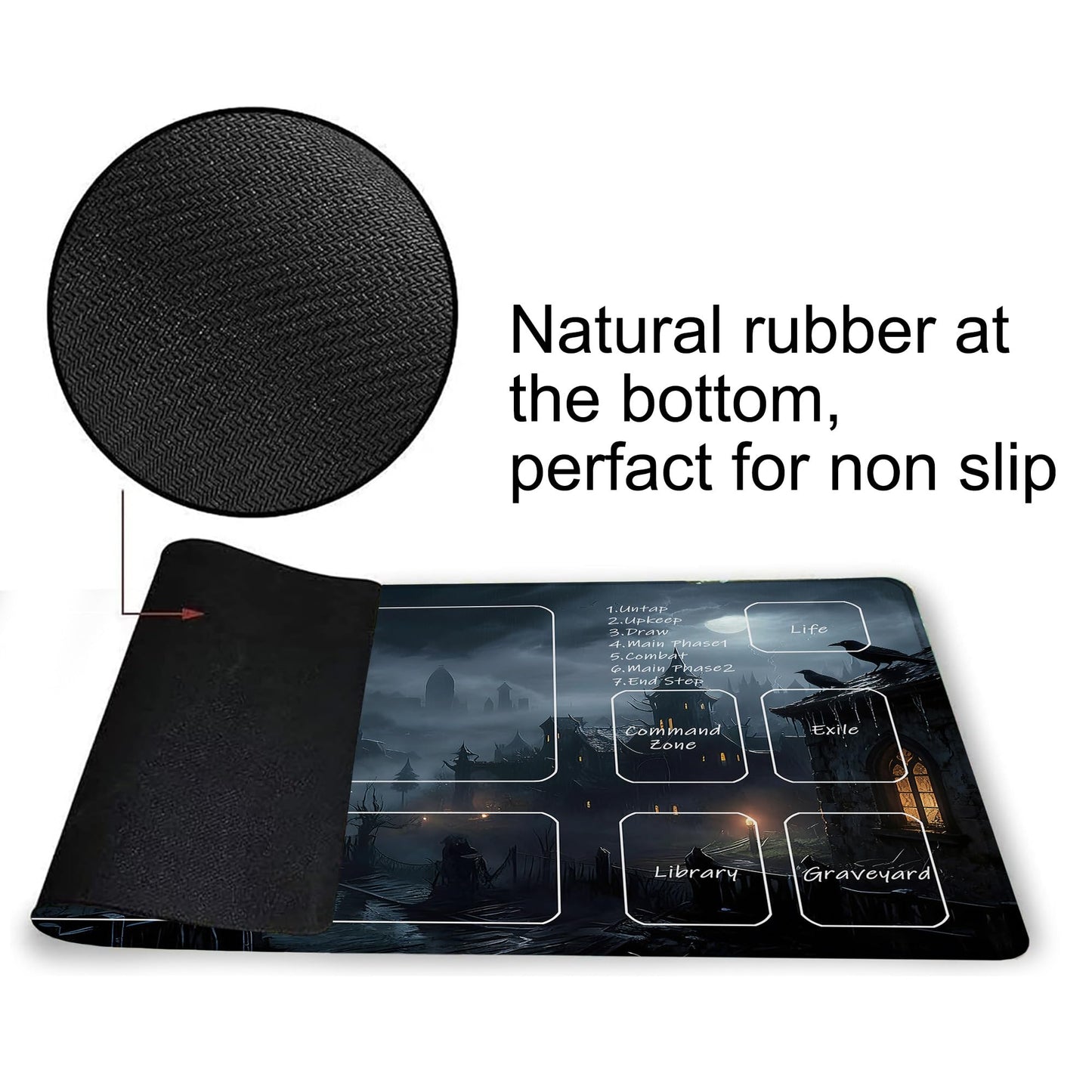 for MTG Playmat 24 x 14 Inches Fantasy Castle Magic Play Mat Card Game Mat for Magic The Gathering TCG PTCG Playmat with Free Storage Bags Non-Slip