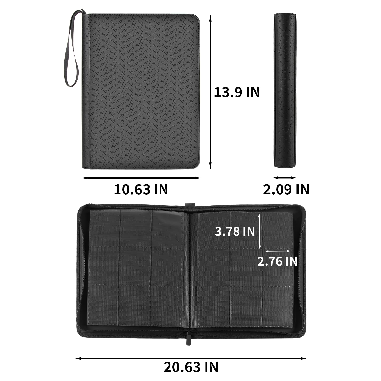 Card Archiver Side-Loading Card Binder, 432 Cards, PU Leather, Black