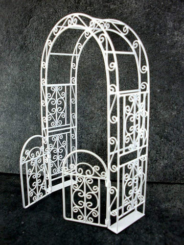 1:12 Scale White Arbor with Gate #Eiwf531