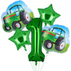 5Pcs Tractor Balloons, Green Tractor Birthday Number Mylar Foil Balloon Farm Theme 2nd Birthday Party Supplies Decor (2nd)