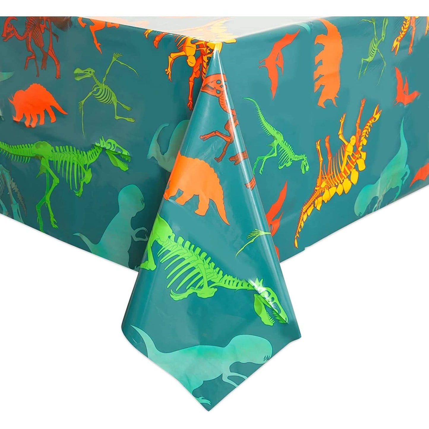 Blue Panda Dinosaur Tablecloths for Birthday Party - 54 x 108 in, Green, Pack of 3, Disposable Plastic - Dinosaur Birthday Tablecloth - Disposable