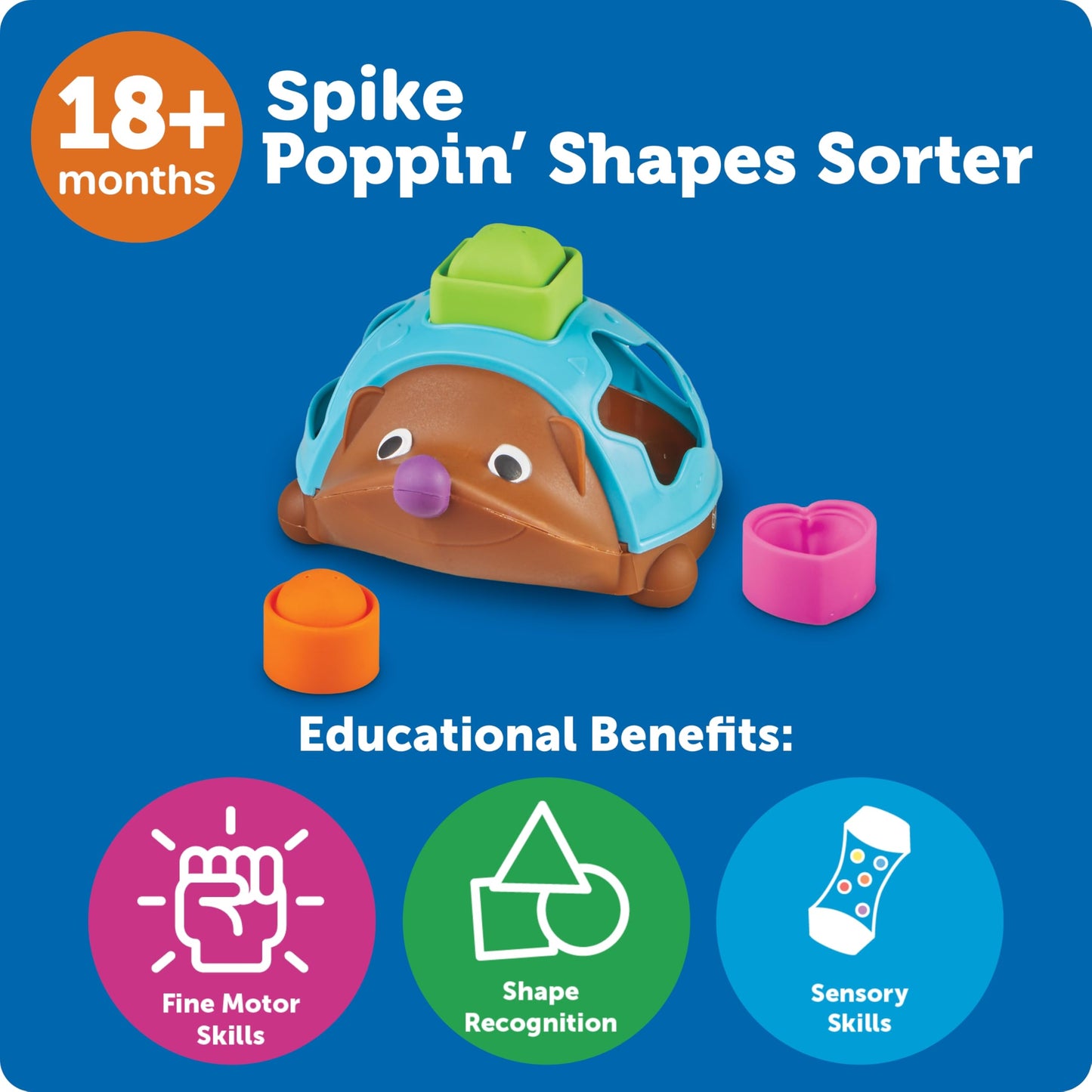 Learning Resources Spike the Fine Motor Hedgehog Poppin' Shapes Sorter, Educational Baby & Toddler Toys, Fine motor, Montessori Must Haves
