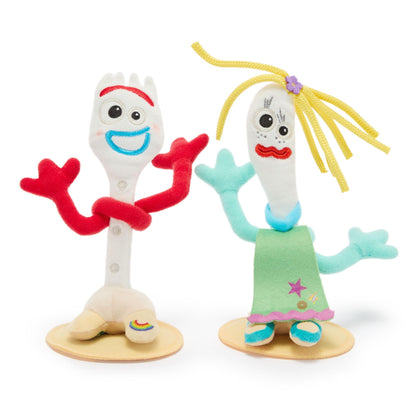 Disney Store Official Forky & Karen Beverly Magnetic Shoulder Plush Set - This Quirky Duo Includes a Magnetic Pad & Soft, Fuzzy Fabrics - Forky