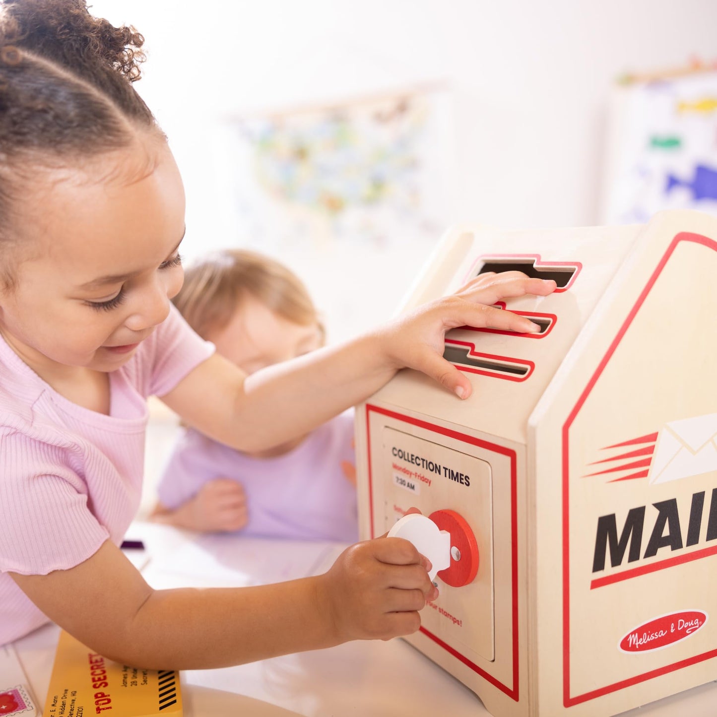 Melissa & Doug Stamp & Sort Wooden Mailbox Pretend Play Post Office Toy
