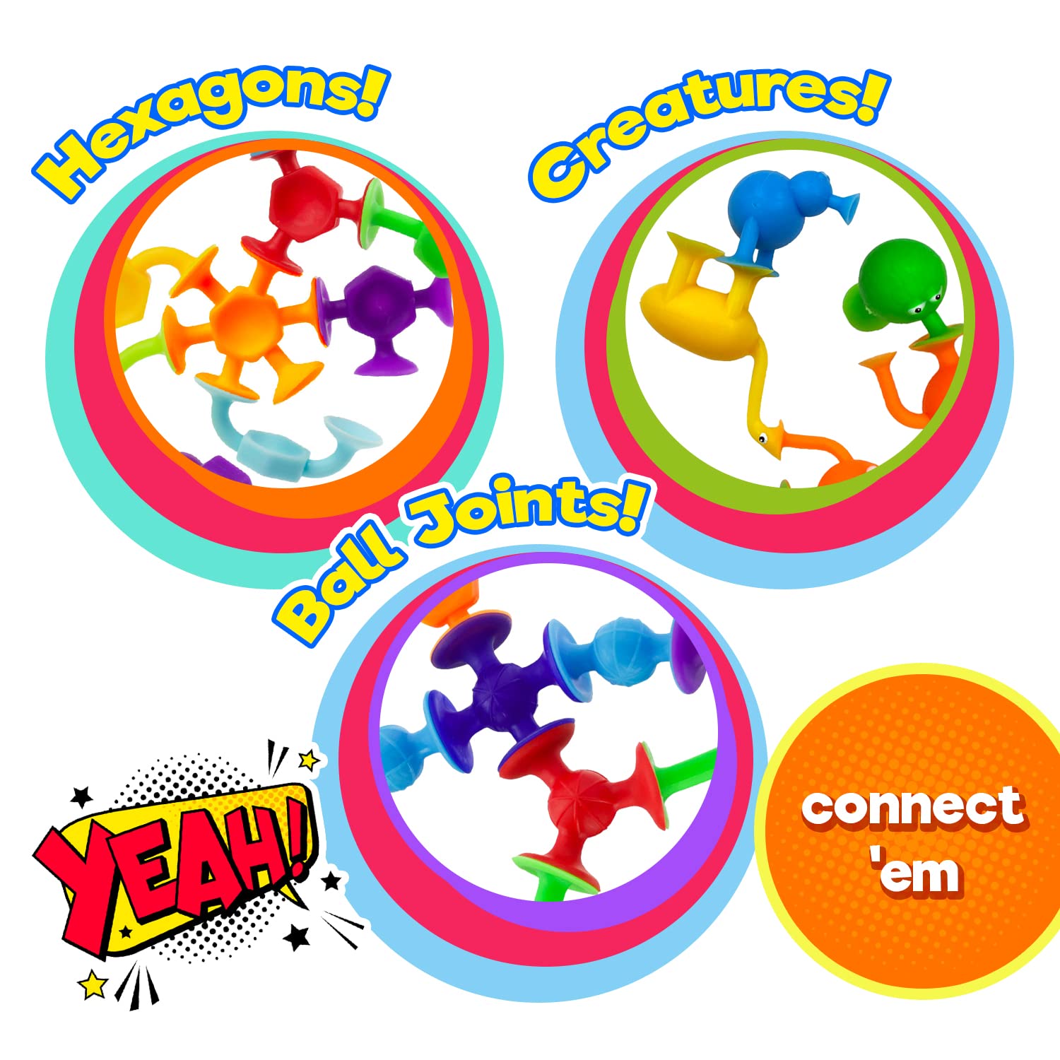JA-RU Suction Cup Toys (2 Pack, 9pcs. Each) Suction Bath Toys for Kids | Fine Motor Skills Toys, Sensory Bin Filler | Travel Pack, Party Favors
