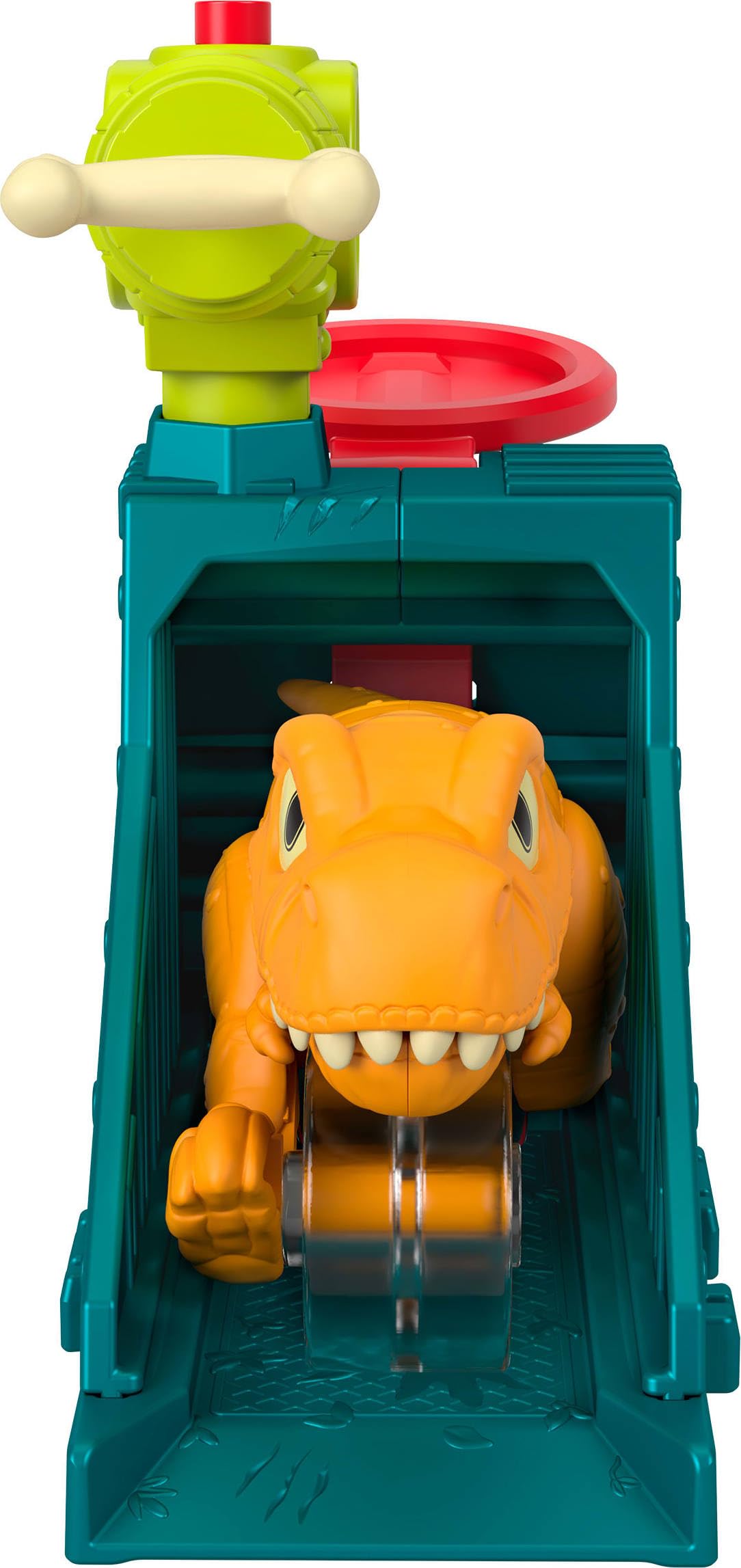 Fisher-Price Imaginext Jurassic World Launcher Set with 4.25-inch Chomping Toy T. rex Dinosaur, Blaster & Food Projectile