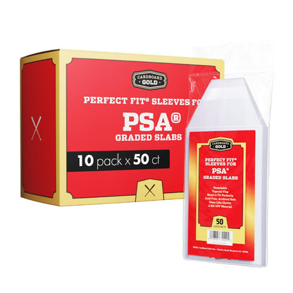 Cardboard Gold PSA Graded Card Sleeves - 50 Count with PSA Logo, Resealable Slabs Sleeve - Precise Fit Slab Protector for Grading Baseball Football